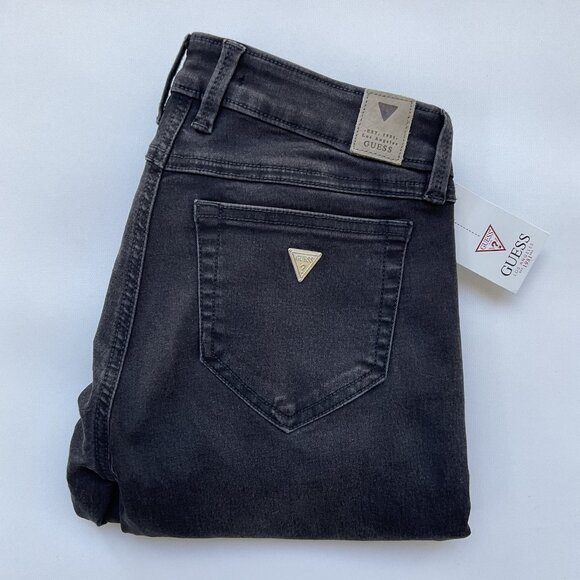 Guess Women’s Marilyn 3 Zip Black Skinny Jeans Super Stretch Ankle Zip Size 25 - Picture 1 of 11